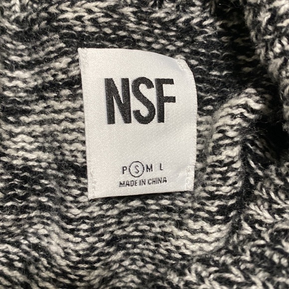 NSF Sweater Cowl CASHMERE Wool Oversized Ribbed Knit Sweater Black Gray Sz S - Picture 8 of 9